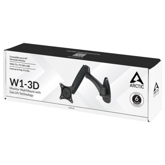Arctic W1-3D Wall Mount Single Monitor Arm Arctic W1-3D Wall Mount Single Monitor Arm