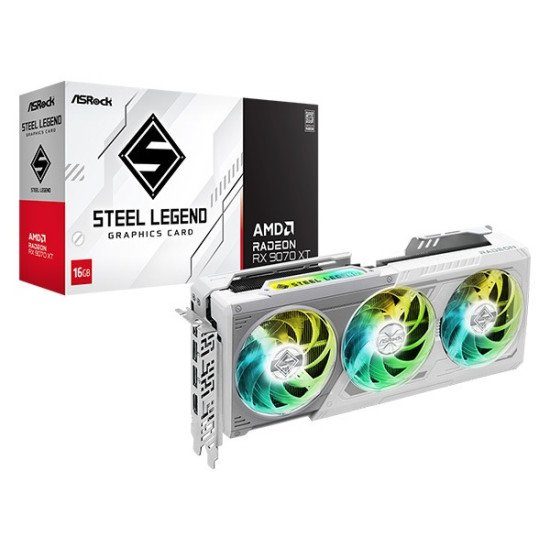 ASRock AMD Radeon™ RX 9070 XT Steel Legend 16GB ASRock AMD Radeon™ RX 9070 XT Steel Legend 16GB