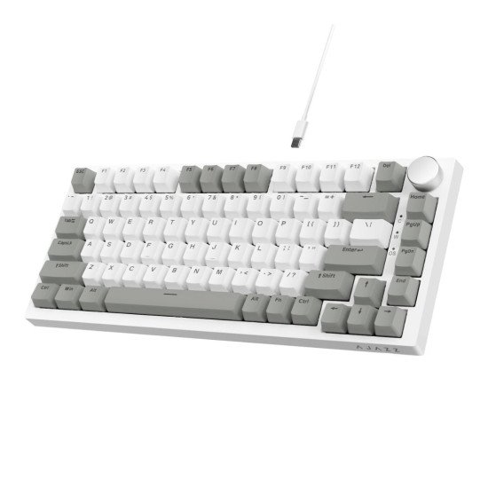 AJAZZ AK820 75% Gasket-Mounted White Backlit Wired Mechanical Keyboard, Gray White