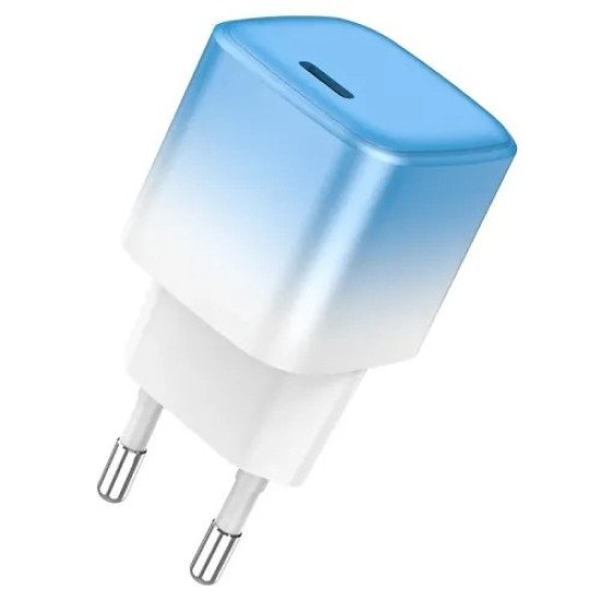 Hoco C101A Fast Charging Adapter with Type C to Type C Cable Blue