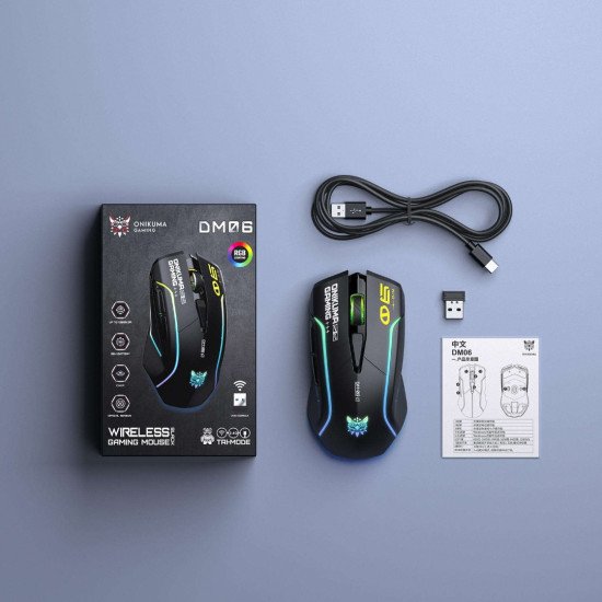 Onikuma DM06 Tri-Mode RGB Wireless Gaming Mouse (Black) Onikuma DM06 Tri-Mode RGB Wireless Gaming Mouse (Black)