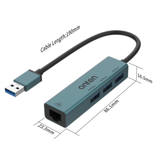 Onten 4 in 1 USB 2.0 to Ethernet Adapter Hub