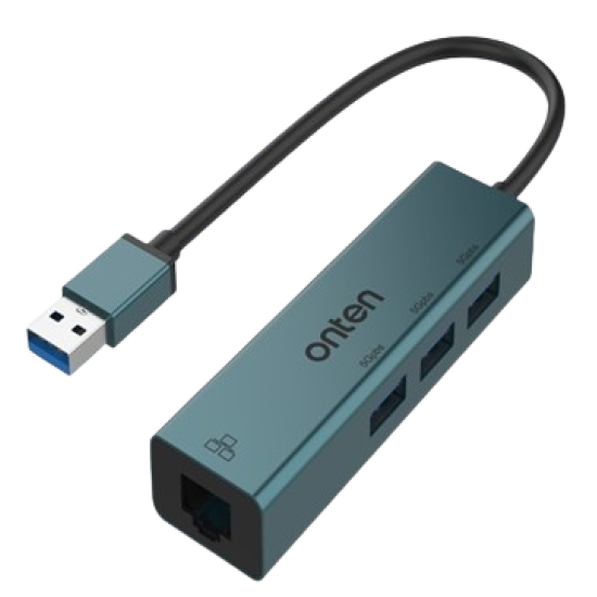ONTEN (OTN-5221) USB 3.0 to 3-Port Hub with Fast Ethernet Adapter