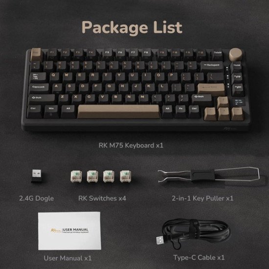 ROYAL KLUDGE RK M75 Tri Mode Wireless Mechanical Keyboard