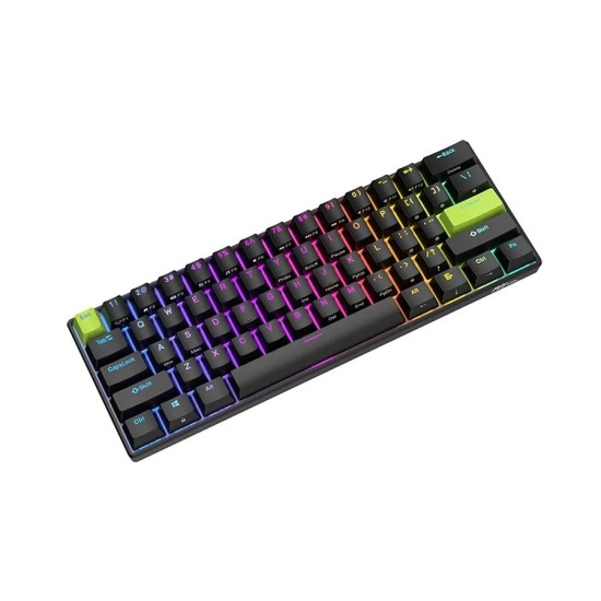 Royal Kludge RK C61 Wired RGB Hot Swap (Magnetic Mint Switch) Black Green Mechanical Gaming Keyboard