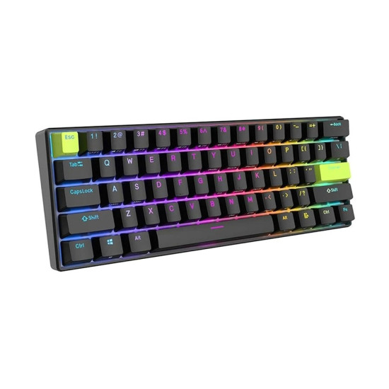 Royal Kludge RK C61 Wired RGB Hot Swap (Magnetic Mint Switch) Black Green Mechanical Gaming Keyboard