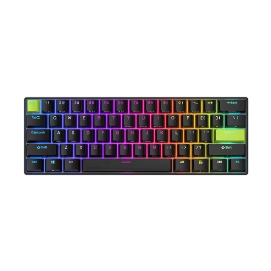 Royal Kludge RK C61 Wired RGB Hot Swap (Magnetic Mint Switch) Black Green Mechanical Gaming Keyboard