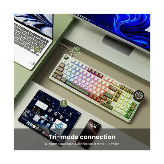 Royal Kludge RK N99 Tri Mode RGB Hot Swap (Beige Switch) Palm Green Mechanical Gaming Keyboard