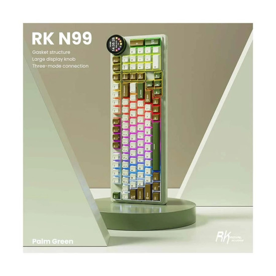 Royal Kludge RK N99 Tri Mode RGB Hot Swap (Beige Switch) Palm Green Mechanical Gaming Keyboard