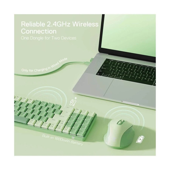 Redragon BS8772 Wireless Herb Green Mechanical Gaming Keyboard & Mouse Combo