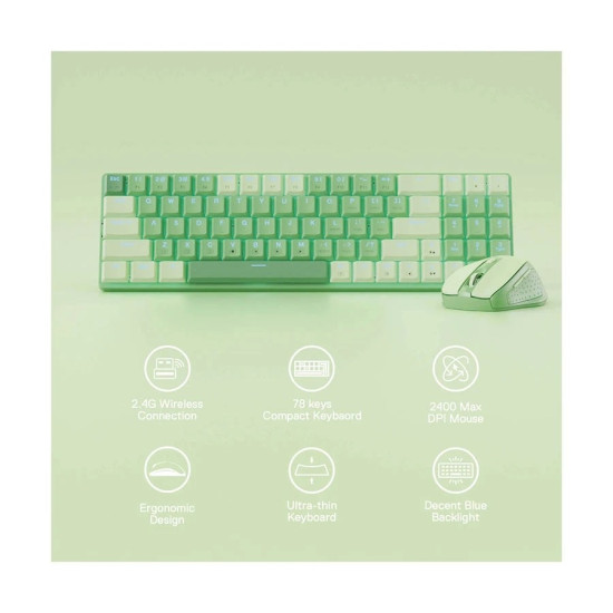 Redragon BS8772 Wireless Herb Green Mechanical Gaming Keyboard & Mouse Combo