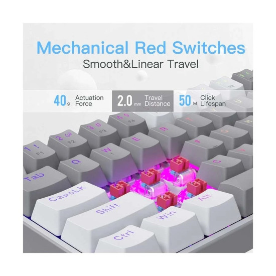 Redragon K617 FIZZ RGB (Red Switch) Gray-White gaming Keyboard