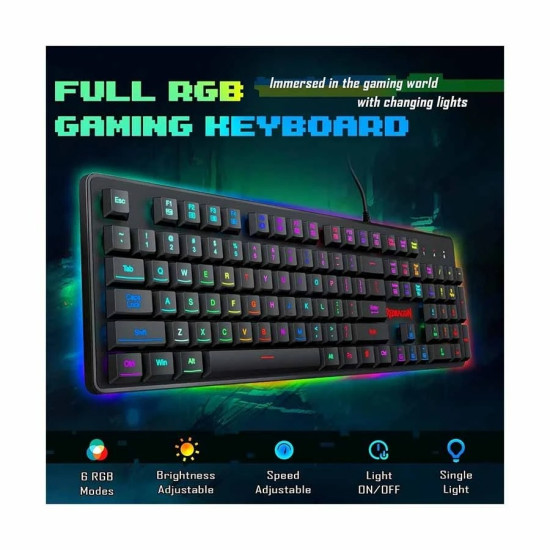 Redragon S107-BA RGB Wired Black Mechanical Gaming Keyboard & Mouse Combo
