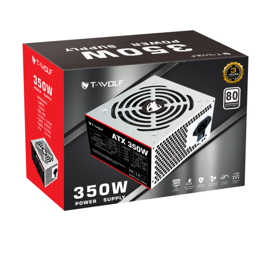 T-wolf ATX 350W Power Supply with power cable