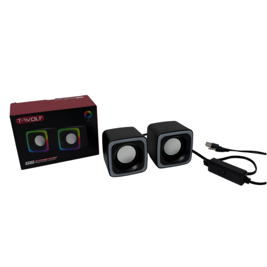 T-WOLF S6 Wired Mini USB RGB Light Speaker 3.5mm Audio T-WOLF S6 Wired Mini USB RGB Light Speaker 3.5mm Audio