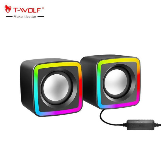T-WOLF S6 Wired Mini USB RGB Light Speaker 3.5mm Audio T-WOLF S6 Wired Mini USB RGB Light Speaker 3.5mm Audio