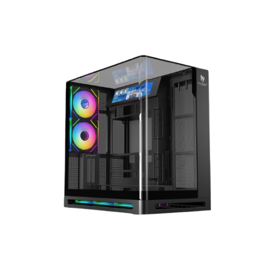 T-WOLF AKUMA Gaming ATX Curved ARGB VGA Casing with LCD Display T-WOLF AKUMA Gaming ATX Curved ARGB VGA Casing with LCD Display