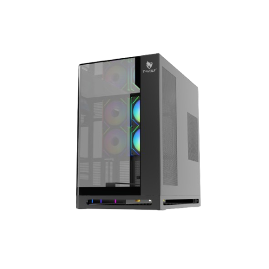 T-WOLF AKUMA Gaming ATX Curved ARGB VGA Casing with LCD Display T-WOLF AKUMA Gaming ATX Curved ARGB VGA Casing with LCD Display