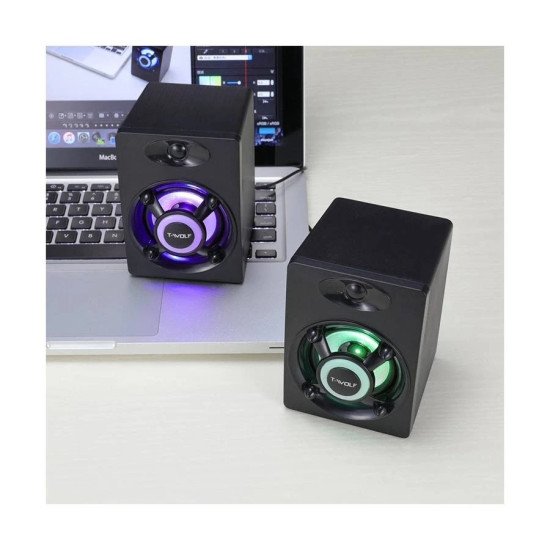 T-WOLF S1 RGB 2:0 Wired Black Gaming Speaker T-WOLF S1 RGB 2:0 Wired Black Gaming Speaker