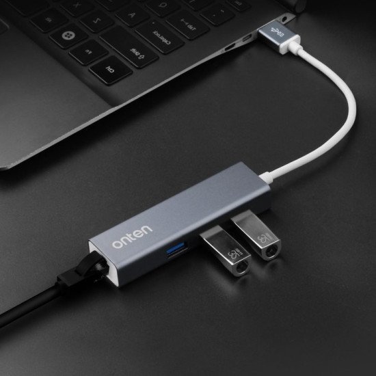 ONTEN (OTN-5221) USB 3.0 to 3-Port Hub with Fast Ethernet Adapter