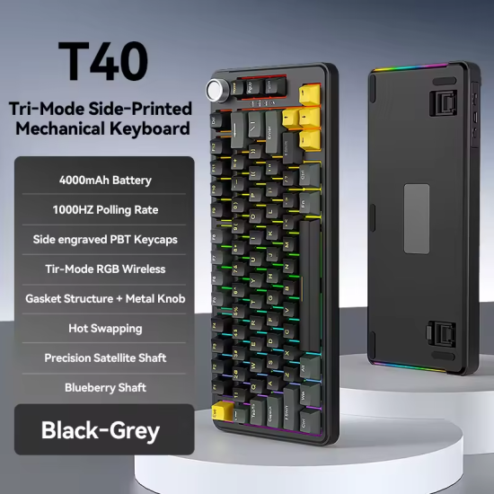 T-WOLF T40 Tri-Mode Custom Mechanical RGB Backlit Keyboard with Knob T-WOLF T40 Tri-Mode Custom Mechanical RGB Backlit Keyboard with Knob